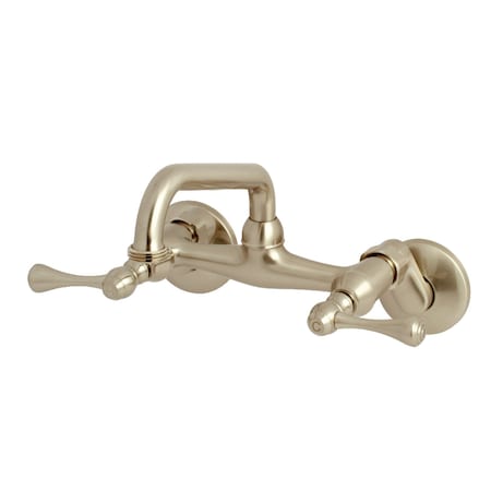 Kingston Brass KS373SN Kingston Two Handle Wall Mount Laundry Faucet, Brushed Nickel KS373SN